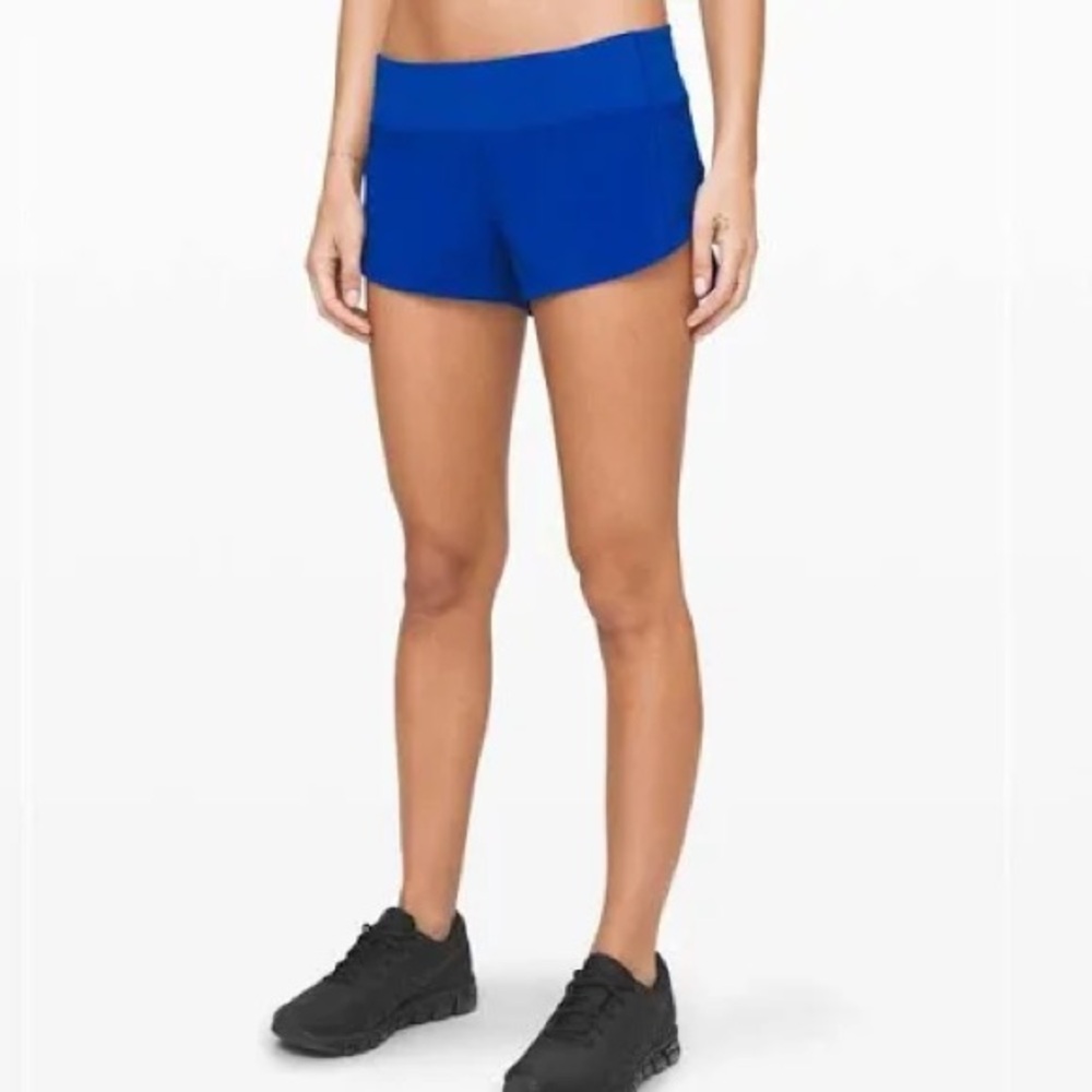 lululemon blue speed up shorts
